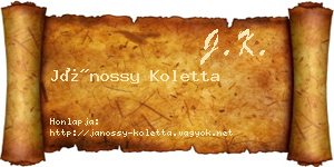 Jánossy Koletta névjegykártya